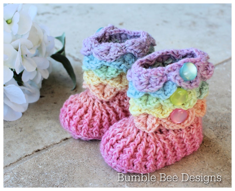 Pastel Rainbow Baby, baby booties, Crochet Baby Booties, Baby Gift, Rainbow baby, image 1