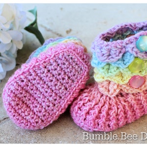 Pastel Rainbow Baby, baby booties, Crochet Baby Booties, Baby Gift, Rainbow baby, image 2