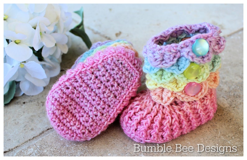 Pastel Rainbow Baby, baby booties, Crochet Baby Booties, Baby Gift, Rainbow baby, image 2