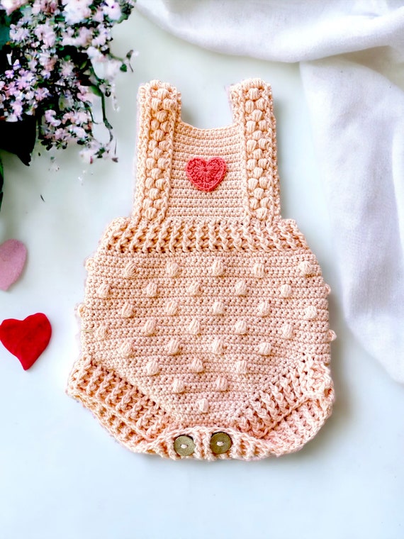 Peach baby romper discount