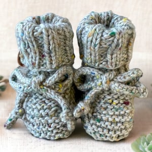 Hand Knitted Tweed Baby Booties, Sizes 0-12 months. Softest Australian Merino Wool, Stay on booties - newborn gift - gender reveal