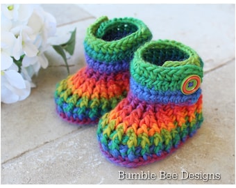 Baby Gift - Rainbow Baby Booties,  Baby Shoes, Crochet Baby Booties,  Rainbow Crib Shoes, 0-6 month, Baby Shower, Baby booty, rainbow booty