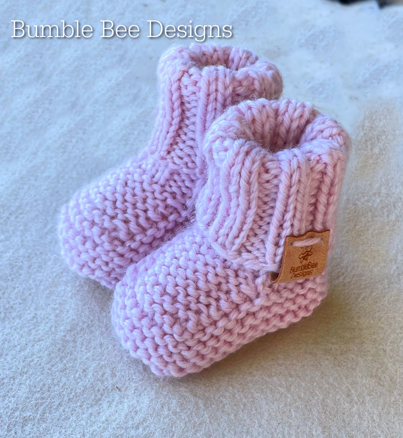 Hand Knitted Baby Booties, Pastel Pink, Sizes 0-12 months. Softest Australian Merino Wool, Stay on booties newborn gift gender reveal image 1