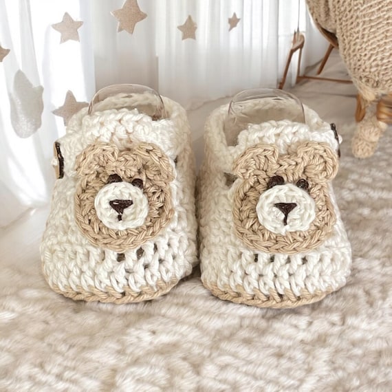 Crochet Baby Booties That Stay On, Baby Slippers, Teddy Bear Baby