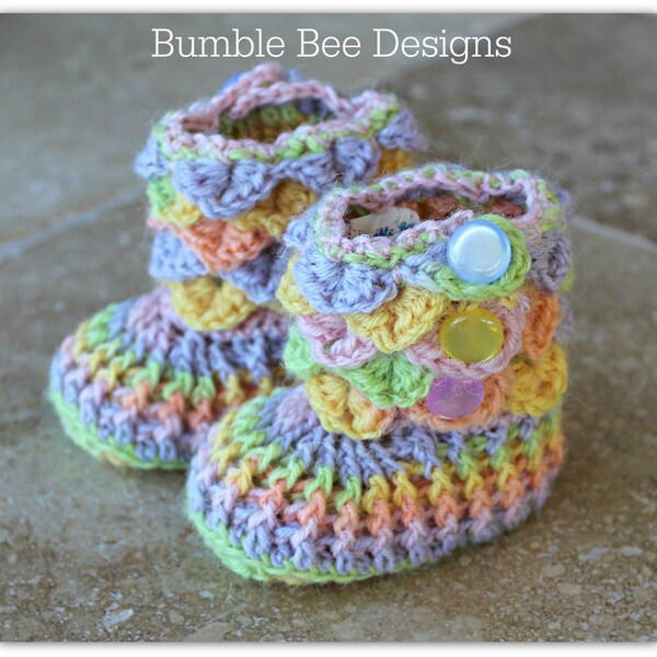 Pastel Stripe Rainbow Baby Booties  Baby Shoes Crochet Baby Booties  Rainbow Crib Shoes 0-6 months READY TO SHIP