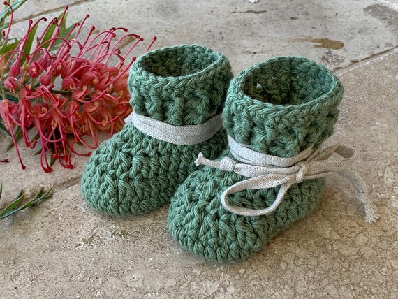 Green baby booties sale