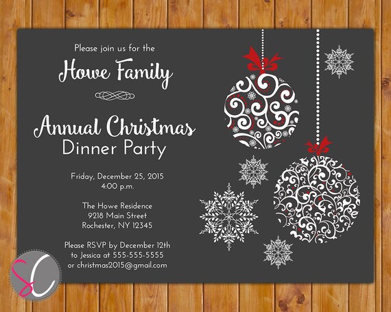 Annual Christmas Dinner Party Invite Celebration Holiday Etsy