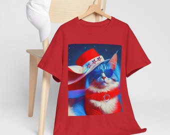 Patriotic 4th of July Cat Shirt, Patriotic Tshirt, 4th July Cat Tee, Patriotic Tee, Cat Lover Gift,Independence Day Cat shirt,red white blue
