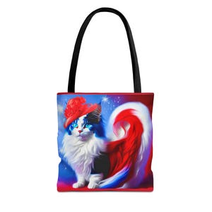 Ms Americat Fancy Cat Patriotische Einkaufstasche, 4. Juli Katzentasche, stylische Katze Unabhängigkeitstag oder jede rote, weiße und blaue Tasche der patriotischen Gelegenheit