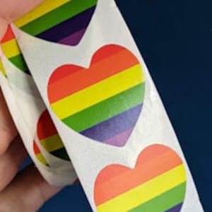 80 adesivos de coração de arco-íris, 1 polegada