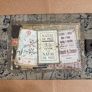 Vintage expandable ephemera holder, filled with assorted ephemera pieces handcrafted by Kat Urato, junk journal, vintage journal, handmade image 7
