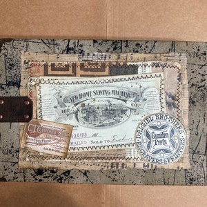 Vintage expandable ephemera holder, filled with assorted ephemera pieces handcrafted by Kat Urato, junk journal, vintage journal, handmade image 2