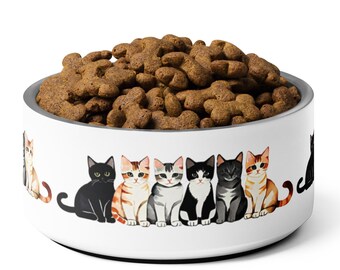 Bol pour animaux de compagnie en acier inoxydable pour chatons mignons. disponible en 18 oz et 32 oz