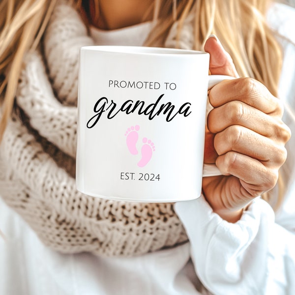 Promoted to Grandma Mug, Grandma Mug, Grandparent Coffee Mug, New Grandma Gift, Personalized Coffee Mug, Pregnancy Announcement Mug