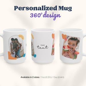 Mug photo personnalisé pour cadeau d&#39;anniversaire Tasse photo personnalisée avec collage photo pour cadeau d&#39;anniversaire avec personnalisation