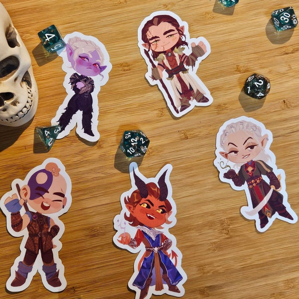 BG3 stickers additional characters die cut waterproof perfect for water bottle |RPG STICKERS | DND