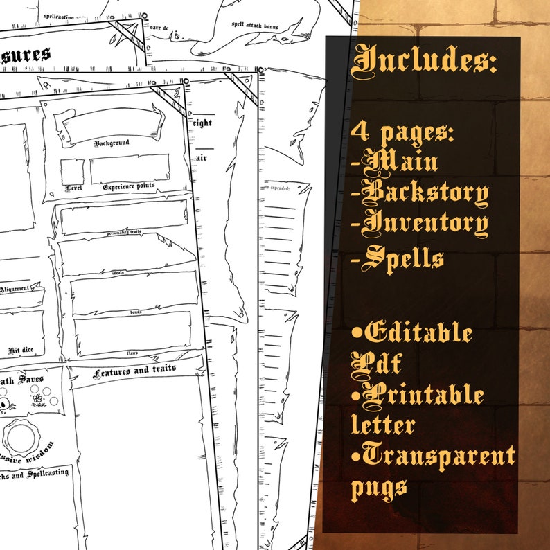 DND Character Sheet 5e Editable Sheet & Download - Etsy Australia