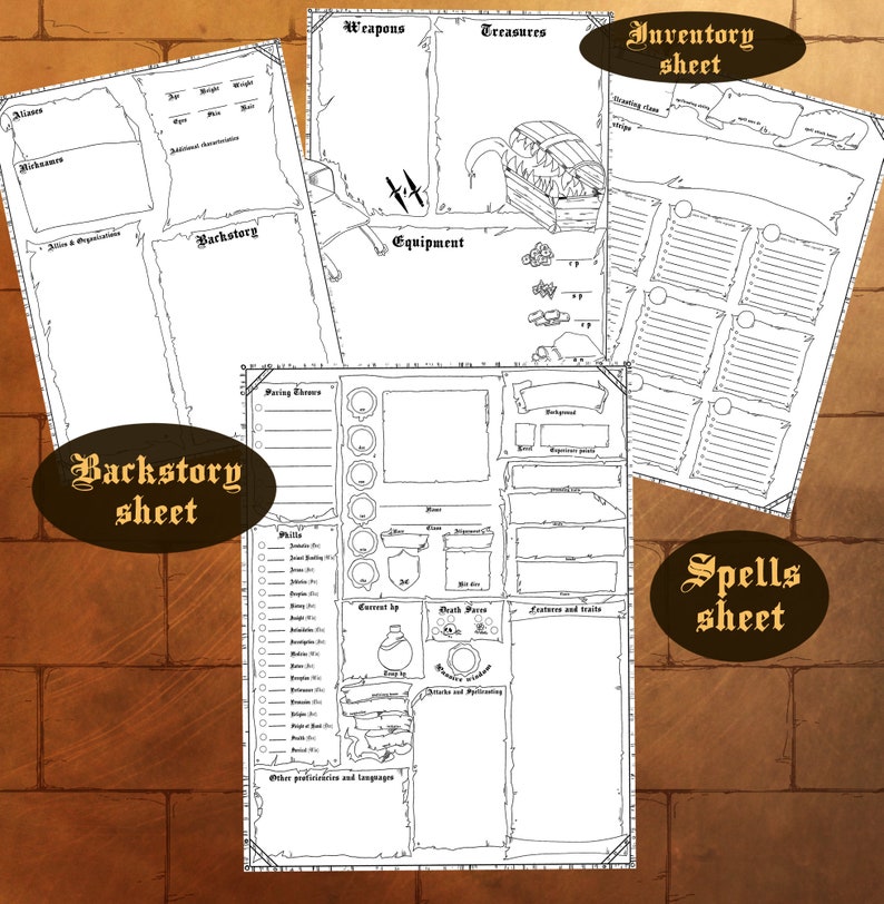 DND Character Sheet 5e Editable Sheet & Download - Etsy Australia