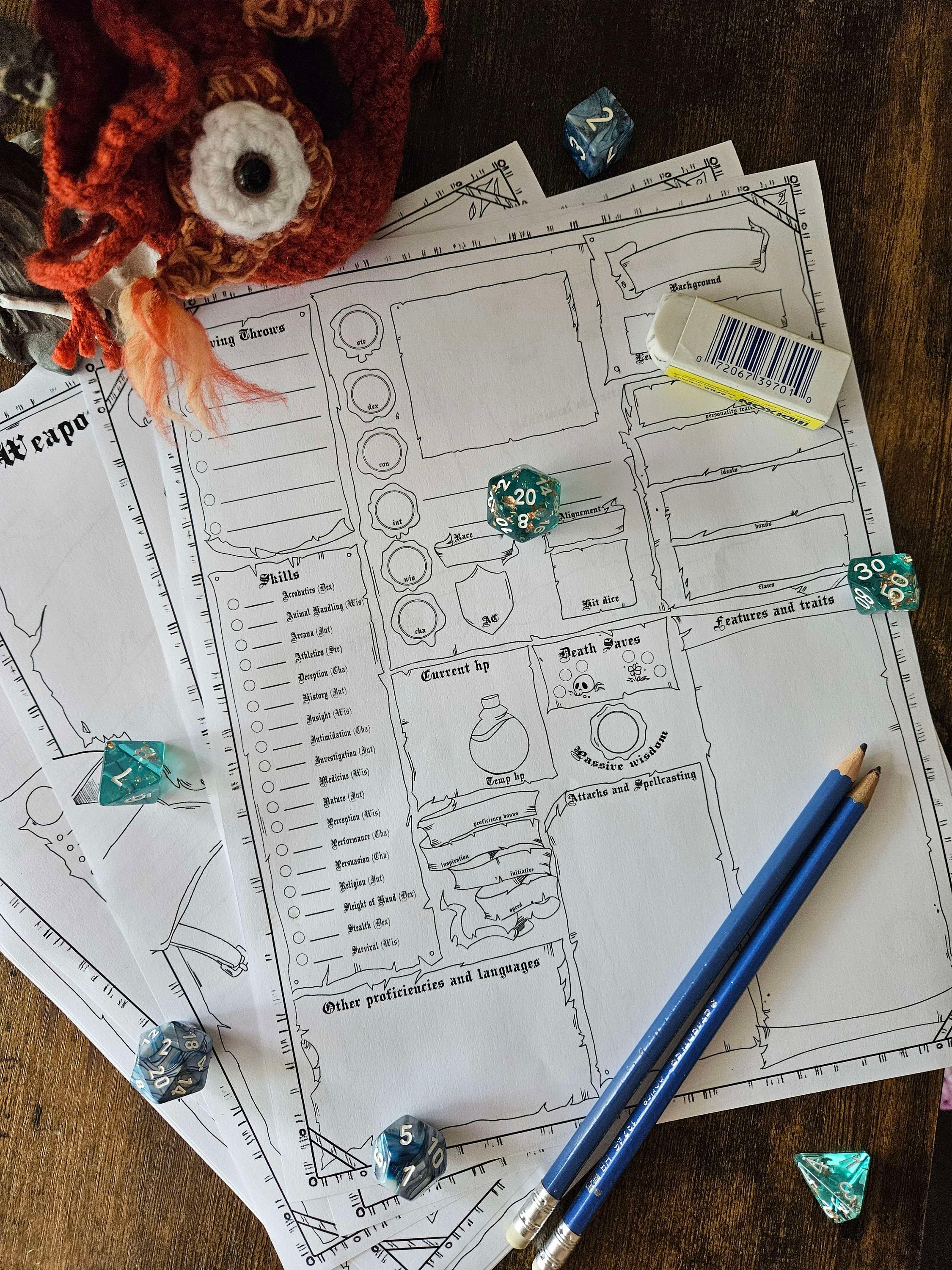 DND Character Sheet 5e Editable Sheet & Download - Etsy Australia