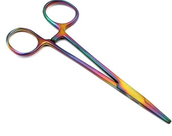 Multi Color Rainbow Mosquito Hemostat Forceps 5" Straight Stainless Steel Multicolor