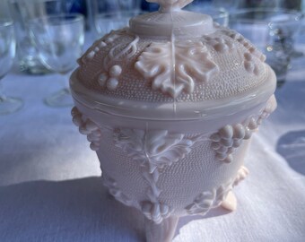 Vintage Pink Milk Glass Candy Dish