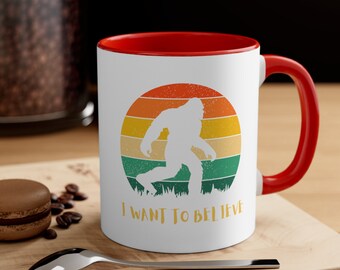 Kubek do kawy Bigfoot, 11 uncji ceramiczny kubek Sasquatch, zabawny kubek do herbaty Bigfoot, kubek kempingowy Bigfoot, Bigfoot w lesie