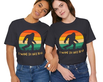 Dark Grey Bigfoot Believer T-Shirt, Bigfoot Sasquatch Shirt, Bigfoot Tshirt, Yeti Shirt, Bigfoot T Shirt, Adult Unisex Tee