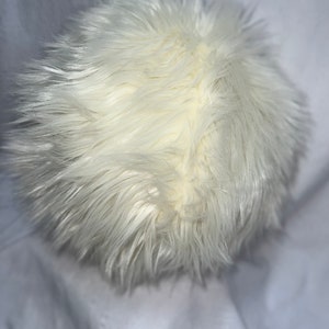 Fluffy Ivory Pillow Sphere Pillow Faux Fur Pillow Decorative Throw Pillows Fuzzy Pillow Tween Room Decor Round Ball Pillow image 2