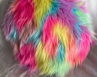 One at this price rainbow 8 in Round faux fur fully stuffed pillow NOT A COVER Best Seller