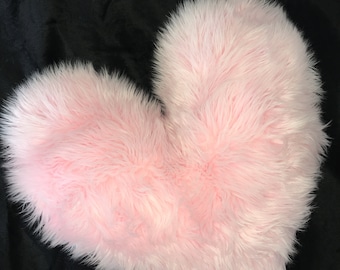 Valentines Heart shaped faux fur pillow