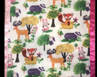 Adorable Woodland fleece and stun baby blanket