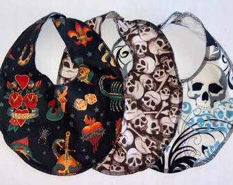 Punk baby bibs, Saari Design Trio of Punk Rock Baby Bibs