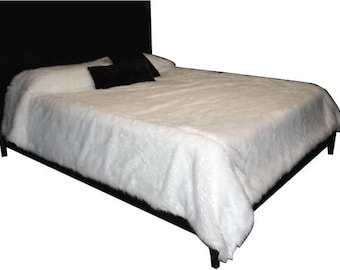 White Shag Faux Fur Bedspread throw Queen Size or larger