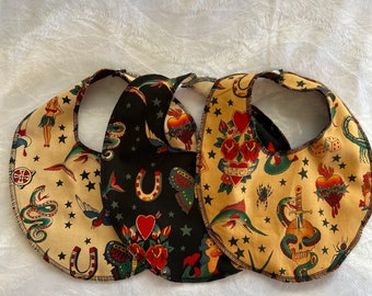 Tattoo baby bibs | punk tattoo bib | Sailor Jerry tattoo baby bib LAST ONES