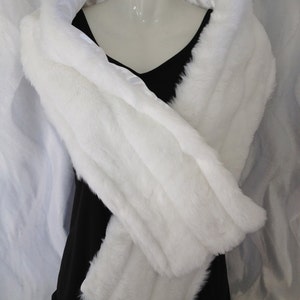 Faux Fur stole, Fur mink stole, wrap, shrug, shawl, weddings, hand muffs, Bridal faux fur stole, White mink stole, black mink stole image 4