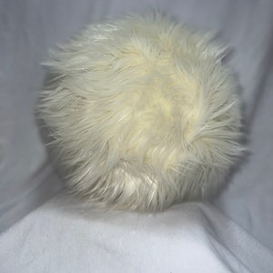 Fluffy Ivory Pillow Sphere Pillow Faux Fur Pillow Decorative Throw Pillows Fuzzy Pillow Tween Room Decor Round Ball Pillow image 4