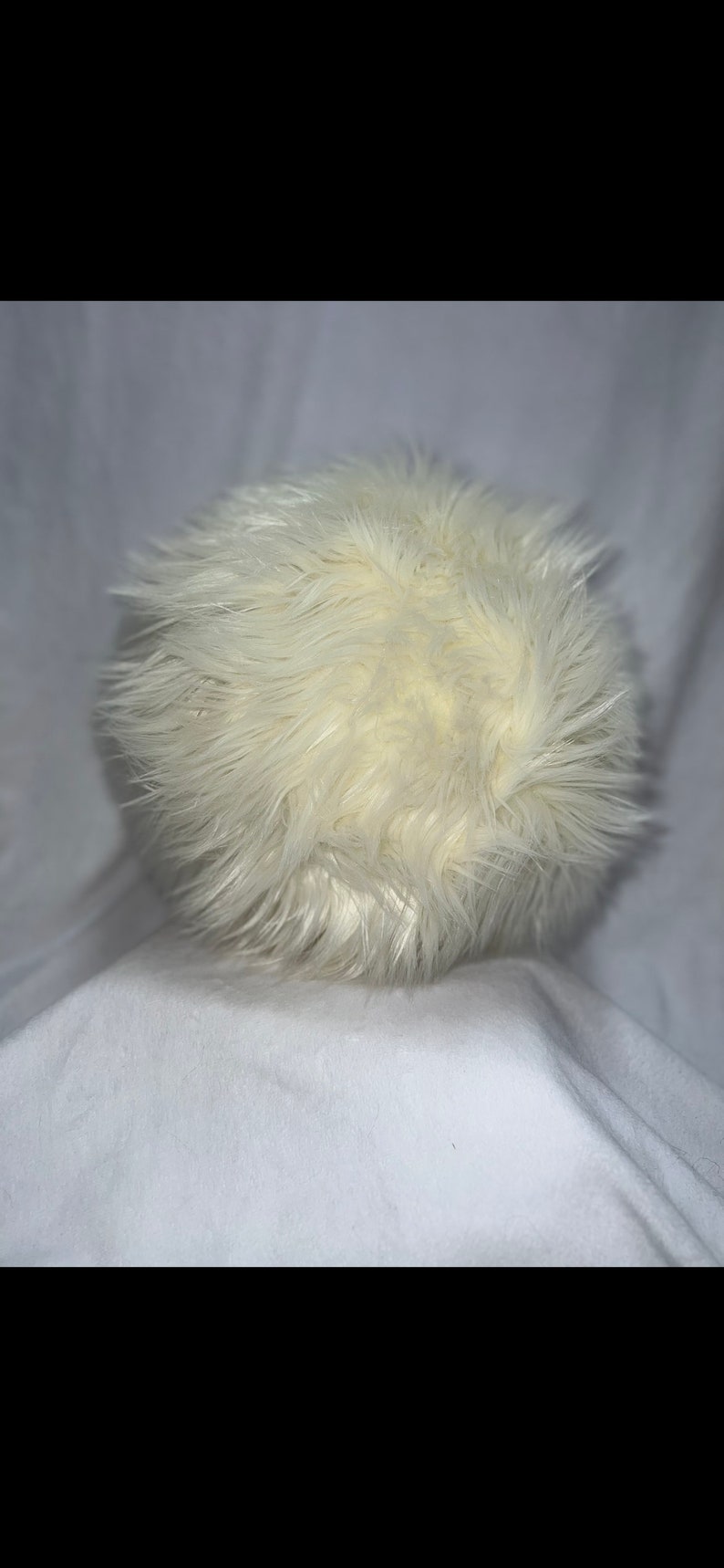 Fluffy Ivory Pillow Sphere Pillow Faux Fur Pillow Decorative Throw Pillows Fuzzy Pillow Tween Room Decor Round Ball Pillow image 4