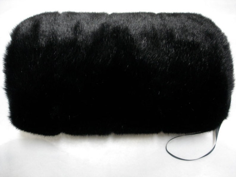 Faux fur black mink hand muff Adult Only one at this price image 1