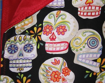 Day of the dead punk rockabilly skulls baby blanket