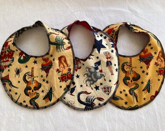 Tattoo flash baby bibs | punk rock bib | Sailor Jerry tattoo baby bib | Last ones!!