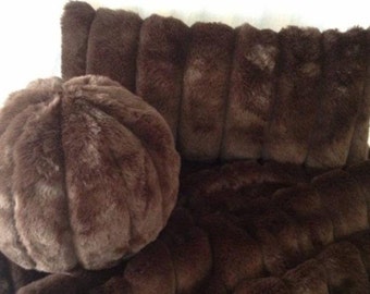 Plush Faux mink fur Round ball pillows fully, fur pillow, faux fur mink pillow fully stuffed NOT A COVER Saari Design