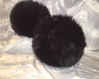 Black Shag Faux Fur Round Ball Fully Stuffed Pillow NOT A COVER Etsy Canada