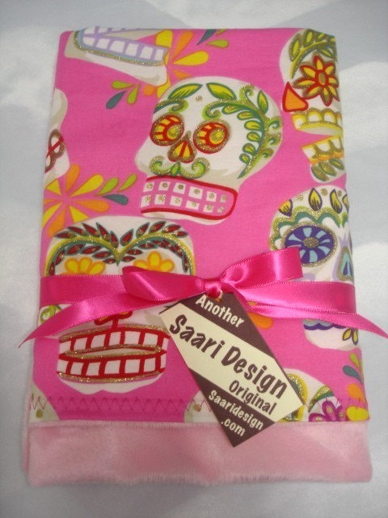Pink Sugar Skulls dia de la muertos Boutique Baby Blanket