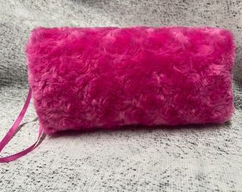 Faux fur hot pinky minky swirl hand muff Adult Only one at this price