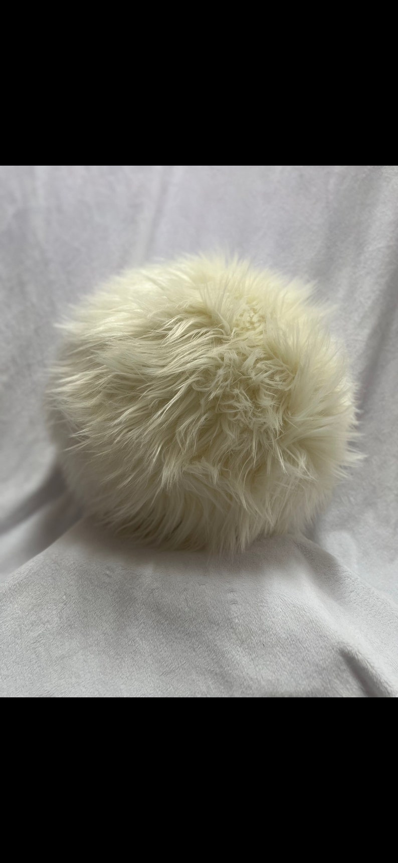 Fluffy Ivory Pillow Sphere Pillow Faux Fur Pillow Decorative Throw Pillows Fuzzy Pillow Tween Room Decor Round Ball Pillow image 3