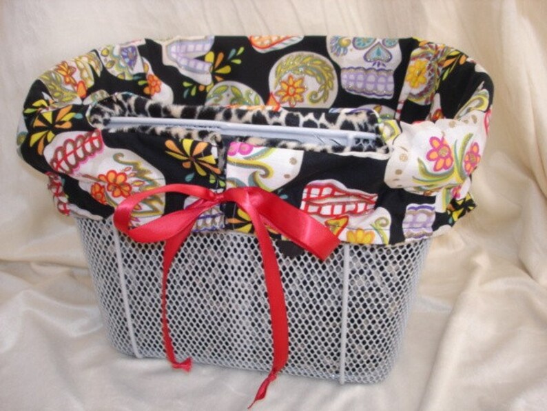 Reversible Bicycle Basket Liner Punk Sugar Skulls Etsy