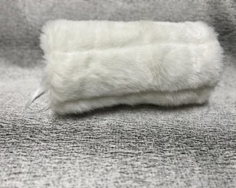 Faux fur white mink hand muff Adult Only one at this price