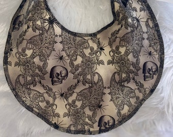 Vintage skull and spiders punk rock baby bib