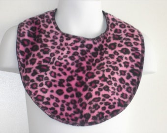 Pink leopard baby bib