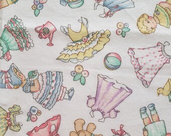 2 Yards PLUS 2 Remnants Vintage Daisy Kingdom Patty's Paper Dolls Fabric on White